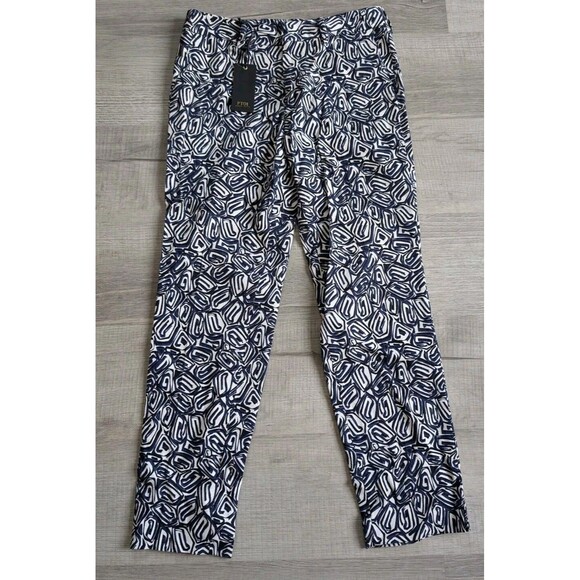New PT Torino PT01 Woman Pants Midnight Blue Geometric Sz 40 NWT - Picture 1 of 11